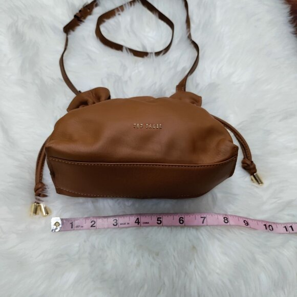 Ted Baker MYLOO Boho Brown Leather Drawstring Crossbody Mini Bag - Picture 12 of 16
